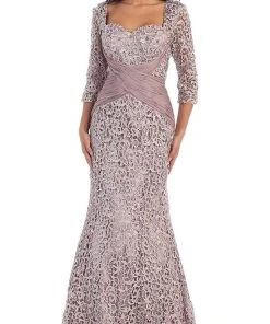 Formal Gowns May Queen - Lace Crisscrossed Shirring Mermaid Evening Gown