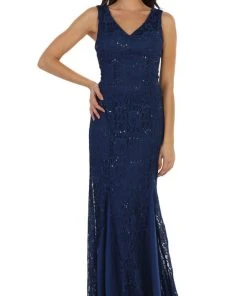 Formal Gowns May Queen - Lace Embellished V-neck Sheath Evening Dress 15 Formal Gowns May Queen - Lace Embellished V-neck Sheath Evening Dress