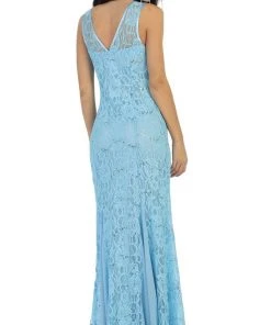 Formal Gowns May Queen - Lace Embellished V-neck Sheath Evening Dress 14 Formal Gowns May Queen - Lace Embellished V-neck Sheath Evening Dress