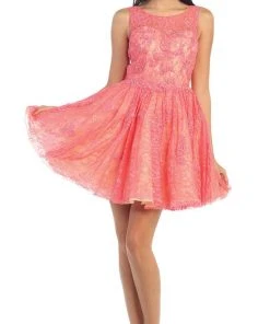 May Queen - Lace Illusion Jewel A-line Cocktail Dress