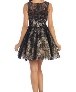 May Queen - Lace Illusion Jewel A-line Cocktail Dress