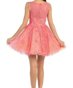 May Queen - Lace Illusion Jewel A-line Cocktail Dress