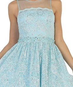 Cocktail Dresses May Queen - Lace Sheer Jewel A-line Cocktail Dress