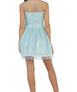 Cocktail Dresses May Queen - Lace Sheer Jewel A-line Cocktail Dress