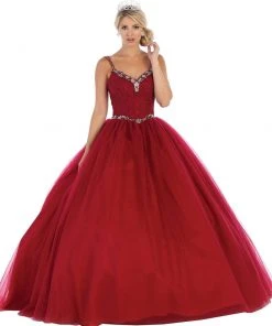 May Queen - LK106 Embroidered V-neck Ballgown 12 May Queen - LK106 Embroidered V-neck Ballgown