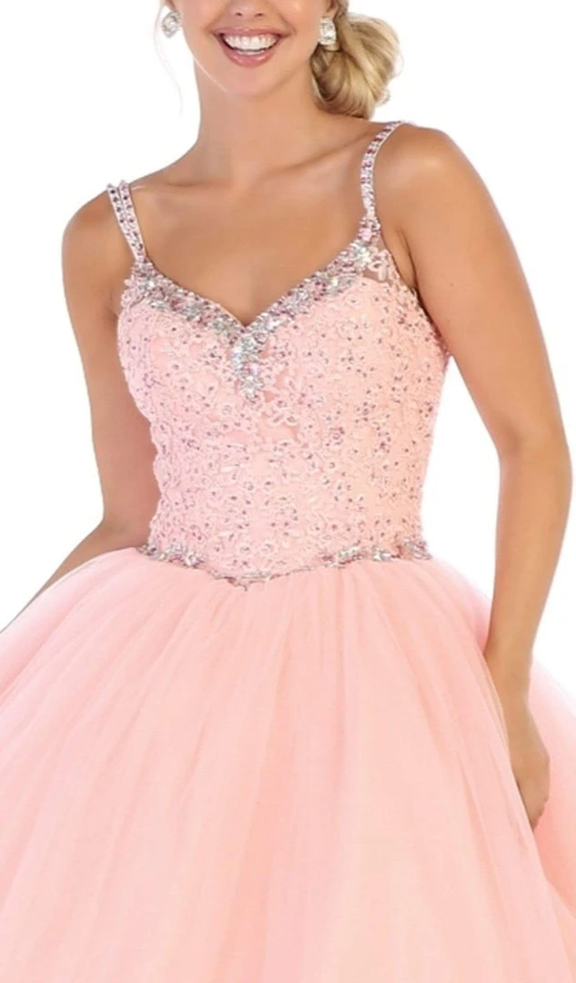 May Queen - LK106 Embroidered V-neck Ballgown 5 May Queen - LK106 Embroidered V-neck Ballgown