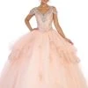 May Queen - LK116 Jeweled Lace Bodice Ruffled Ballgown Formal Gowns