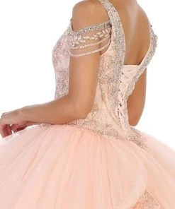 May Queen - LK116 Jeweled Lace Bodice Ruffled Ballgown Formal Gowns