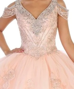 May Queen - LK116 Jeweled Lace Bodice Ruffled Ballgown Formal Gowns
