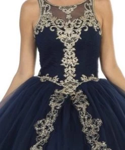 May Queen - LK117 Appliqued Scoop Pleated Ballgown
