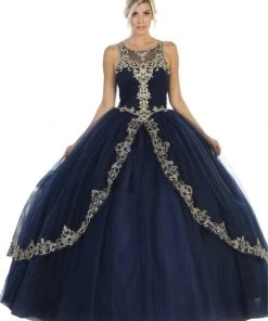May Queen - LK117 Appliqued Scoop Pleated Ballgown
