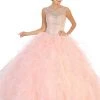 May Queen - LK124 Cap Sleeve Crystal Ornate Ruffled Ballgown