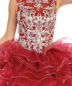 May Queen - LK125 Embellished Scoop Tiered Quinceanera Formal Gowns
