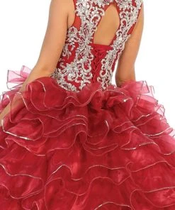 May Queen - LK125 Embellished Scoop Tiered Quinceanera Formal Gowns