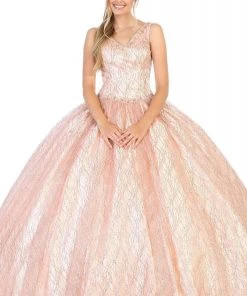 Formal Gowns May Queen - LK134 Embellished V-neck Ballgown