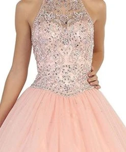 May Queen - LK80 Lustrous Jeweled High Neck Ball Gown Formal Gowns