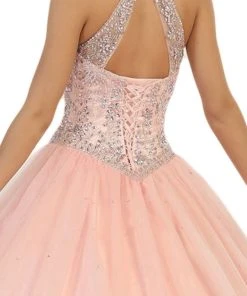 May Queen - LK80 Lustrous Jeweled High Neck Ball Gown Formal Gowns