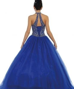May Queen - LK80 Lustrous Jeweled High Neck Ball Gown Formal Gowns