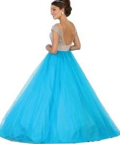 May Queen - LK87 Cap Sleeve Crystal Embellished Quinceanera Ballgown