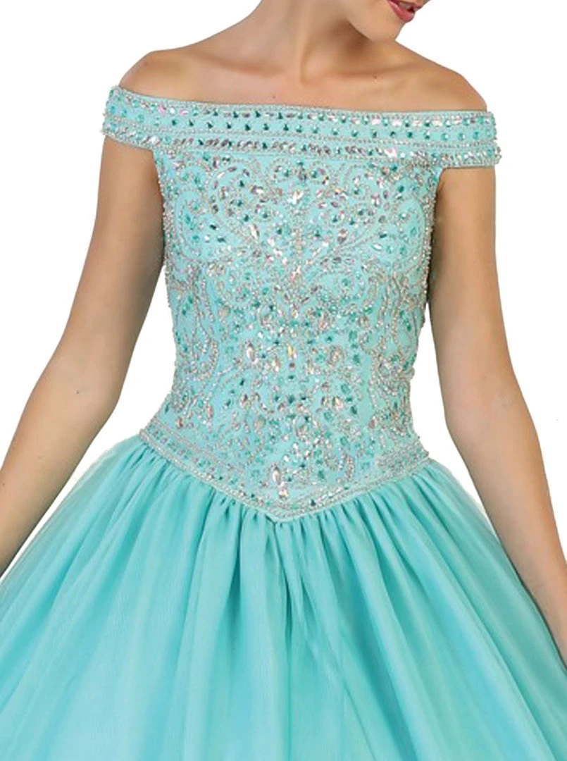 May Queen - LK91 Embellished Off-Shoulder Quinceañera Ballgown Formal Gowns 7 May Queen - LK91 Embellished Off-Shoulder Quinceañera Ballgown Formal Gowns