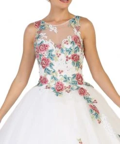 Formal Gowns May Queen - LK97 Sleeveless Floral Embellished Evening Ballgown 7 Formal Gowns May Queen - LK97 Sleeveless Floral Embellished Evening Ballgown