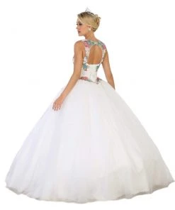 Formal Gowns May Queen - LK97 Sleeveless Floral Embellished Evening Ballgown 8 Formal Gowns May Queen - LK97 Sleeveless Floral Embellished Evening Ballgown