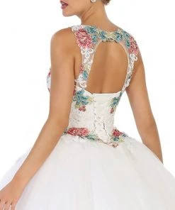 Formal Gowns May Queen - LK97 Sleeveless Floral Embellished Evening Ballgown 9 Formal Gowns May Queen - LK97 Sleeveless Floral Embellished Evening Ballgown