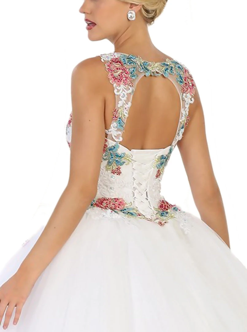 Formal Gowns May Queen - LK97 Sleeveless Floral Embellished Evening Ballgown 6 Formal Gowns May Queen - LK97 Sleeveless Floral Embellished Evening Ballgown