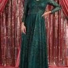May Queen - Long Sleeve A-Line Formal Dress RQ7920 - 1 Pc Hunter Green In Size 16 Available