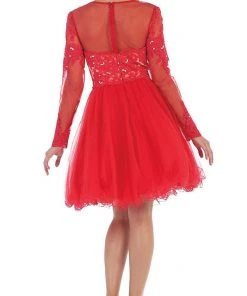 Cocktail Dresses May Queen - Long Sleeved Lace Party Dress