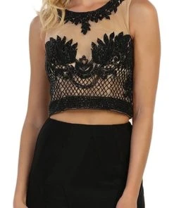 May Queen - Mesh Beaded Sleeveless Two-Piece Sheath Evening Gown Formal Gowns 7 May Queen - Mesh Beaded Sleeveless Two-Piece Sheath Evening Gown Formal Gowns