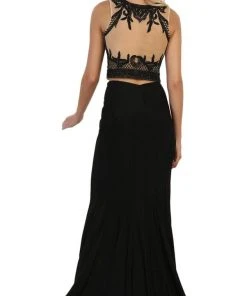 May Queen - Mesh Beaded Sleeveless Two-Piece Sheath Evening Gown Formal Gowns 8 May Queen - Mesh Beaded Sleeveless Two-Piece Sheath Evening Gown Formal Gowns