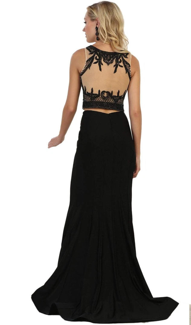 May Queen - Mesh Beaded Sleeveless Two-Piece Sheath Evening Gown Formal Gowns 5 May Queen - Mesh Beaded Sleeveless Two-Piece Sheath Evening Gown Formal Gowns