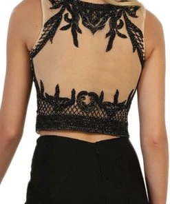 May Queen - Mesh Beaded Sleeveless Two-Piece Sheath Evening Gown Formal Gowns 9 May Queen - Mesh Beaded Sleeveless Two-Piece Sheath Evening Gown Formal Gowns