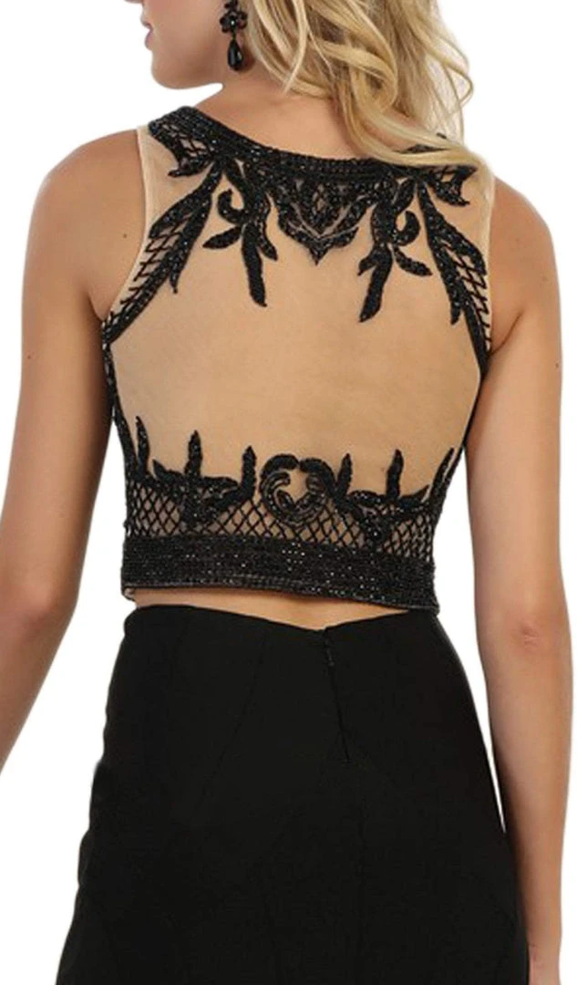 May Queen - Mesh Beaded Sleeveless Two-Piece Sheath Evening Gown Formal Gowns 6 May Queen - Mesh Beaded Sleeveless Two-Piece Sheath Evening Gown Formal Gowns