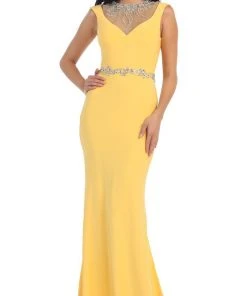 May Queen - MQ-1255 Bejeweled Sheer Sheath Evening Dress Formal Gowns 10 May Queen - MQ-1255 Bejeweled Sheer Sheath Evening Dress Formal Gowns