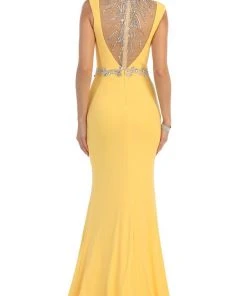 May Queen - MQ-1255 Bejeweled Sheer Sheath Evening Dress Formal Gowns 12 May Queen - MQ-1255 Bejeweled Sheer Sheath Evening Dress Formal Gowns
