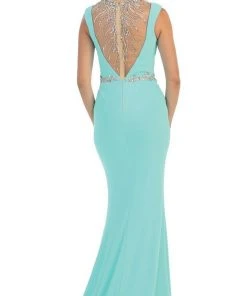 May Queen - MQ-1255 Bejeweled Sheer Sheath Evening Dress Formal Gowns 9 May Queen - MQ-1255 Bejeweled Sheer Sheath Evening Dress Formal Gowns