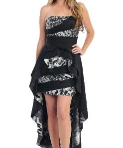 Formal Gowns May Queen - MQ 785 Embellished Ruched High Low Formal Dress 13 Formal Gowns May Queen - MQ 785 Embellished Ruched High Low Formal Dress