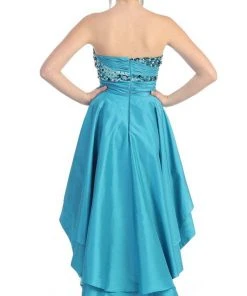 Formal Gowns May Queen - MQ 785 Embellished Ruched High Low Formal Dress 11 Formal Gowns May Queen - MQ 785 Embellished Ruched High Low Formal Dress