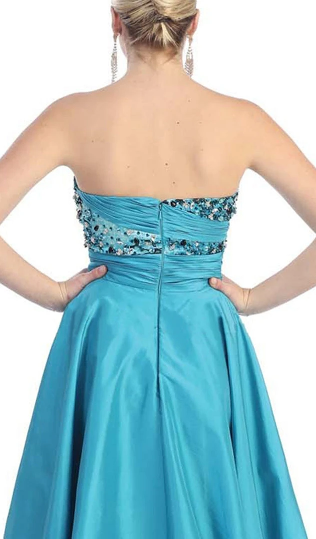 Formal Gowns May Queen - MQ 785 Embellished Ruched High Low Formal Dress 6 Formal Gowns May Queen - MQ 785 Embellished Ruched High Low Formal Dress