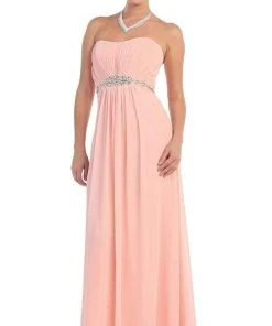 Formal Gowns May Queen - MQ1036B Strapless Pleated Bodice A-Line Long Formal Dress