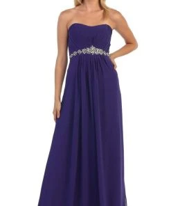 Formal Gowns May Queen - MQ1036B Strapless Pleated Bodice A-Line Long Formal Dress