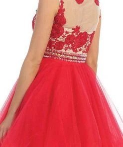 Cocktail Dresses May Queen - MQ1141 Astonishing Embroidered Bateau Illusion A-Line Cocktail Dress 8 Cocktail Dresses May Queen - MQ1141 Astonishing Embroidered Bateau Illusion A-Line Cocktail Dress