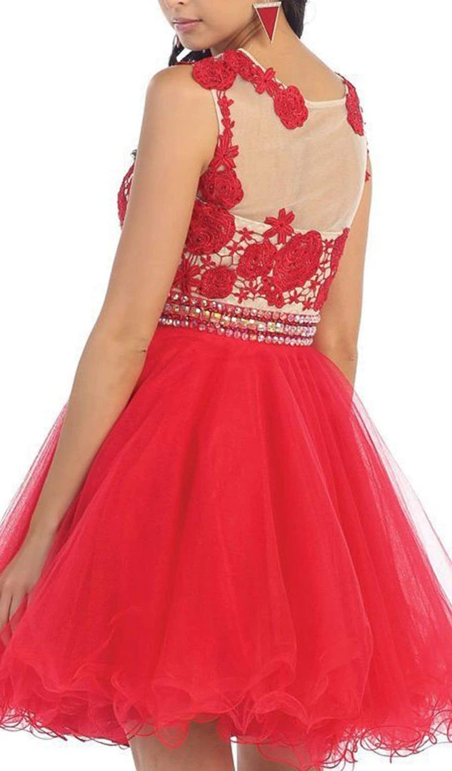 Cocktail Dresses May Queen - MQ1141 Astonishing Embroidered Bateau Illusion A-Line Cocktail Dress 5 Cocktail Dresses May Queen - MQ1141 Astonishing Embroidered Bateau Illusion A-Line Cocktail Dress