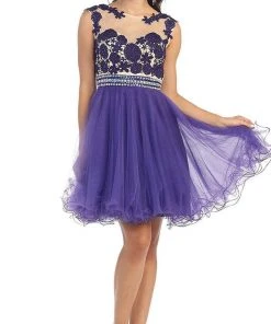 Cocktail Dresses May Queen - MQ1141 Astonishing Embroidered Bateau Illusion A-Line Cocktail Dress 9 Cocktail Dresses May Queen - MQ1141 Astonishing Embroidered Bateau Illusion A-Line Cocktail Dress