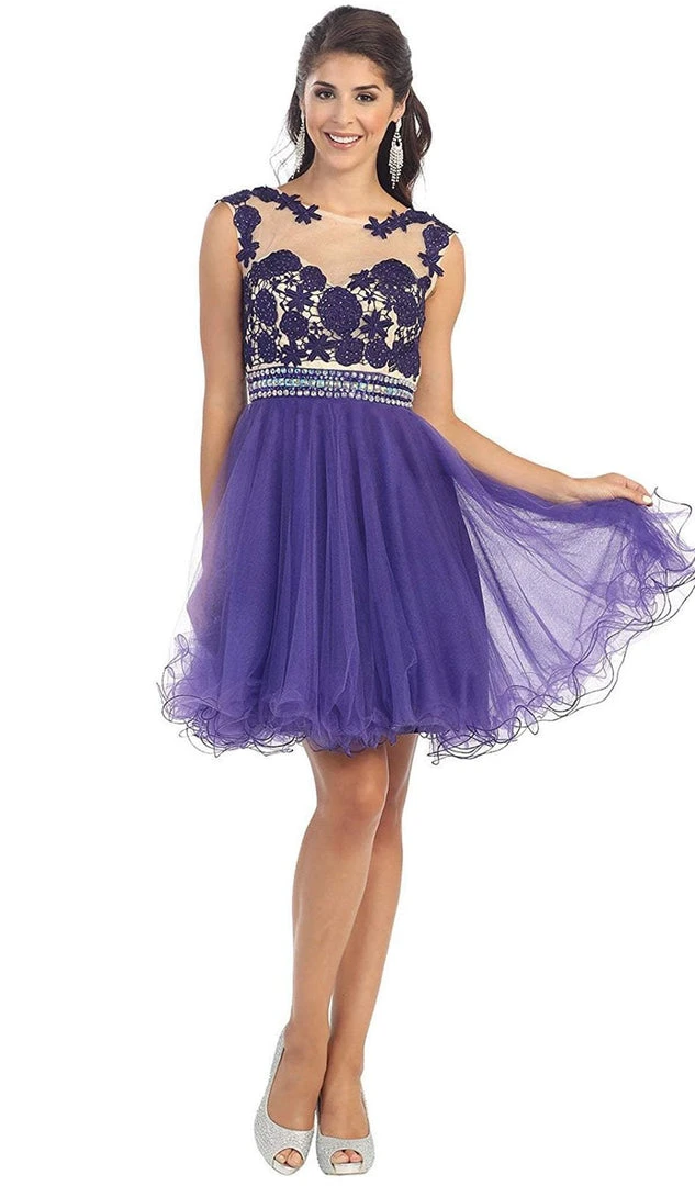 Cocktail Dresses May Queen - MQ1141 Astonishing Embroidered Bateau Illusion A-Line Cocktail Dress 6 Cocktail Dresses May Queen - MQ1141 Astonishing Embroidered Bateau Illusion A-Line Cocktail Dress