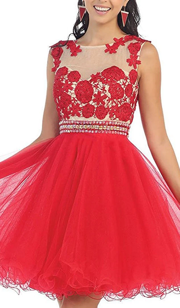 Cocktail Dresses May Queen - MQ1141 Astonishing Embroidered Bateau Illusion A-Line Cocktail Dress 4 Cocktail Dresses May Queen - MQ1141 Astonishing Embroidered Bateau Illusion A-Line Cocktail Dress