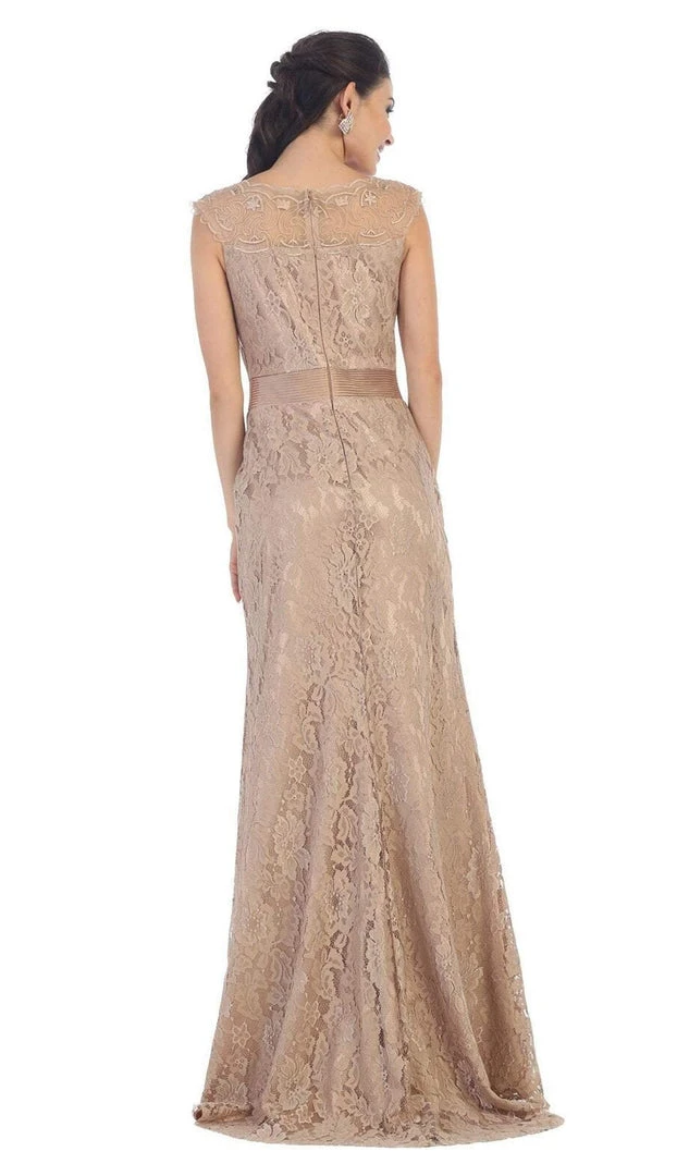 May Queen - MQ1237 Charming Cap Sleeved Bateau Neck Long Formal Dress 7 May Queen - MQ1237 Charming Cap Sleeved Bateau Neck Long Formal Dress