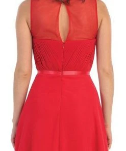 May Queen - MQ1259 Statuesque Sleeveless Illusion A-Line Long Prom Dress Formal Gowns